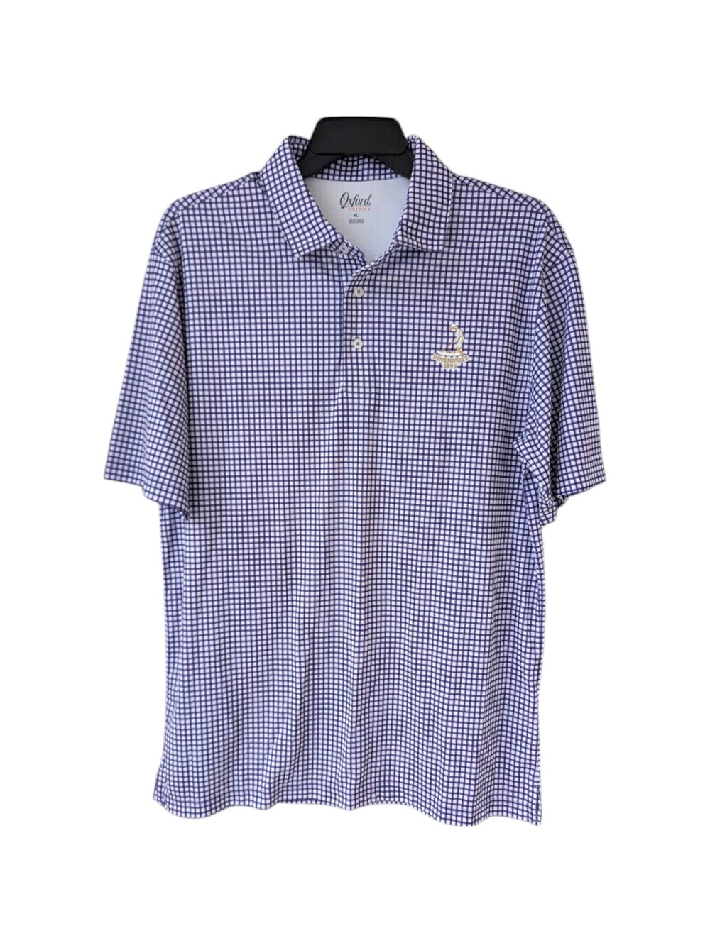 Oxford America Mens XL Pinehurst 1895 Golf Polo Shirt Checkered Purple 23x32